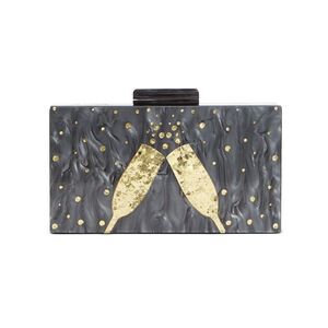 NWT INC Women's Black Printed PVC Chain Strap Crossbody Handbag Purse